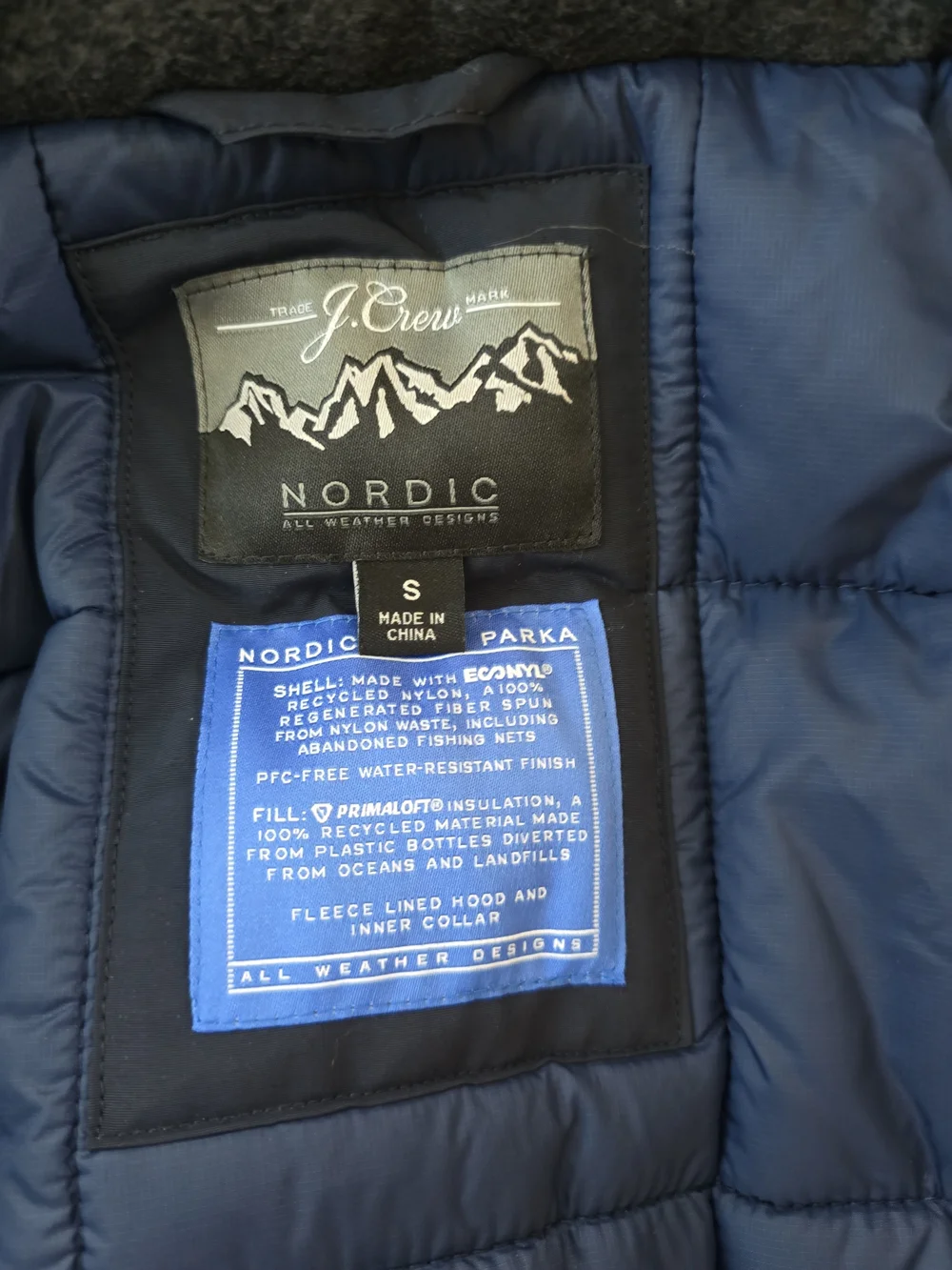 Men's J.Crew Nordic Field Parka Primaloft Navy Size Small